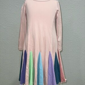 Multicolor Long Sleeve Kids Dress w/Twirl